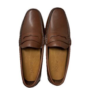 J Crew Mens Leather Driving Loafers 9 Brown Dress Shoes Moccasin AW685